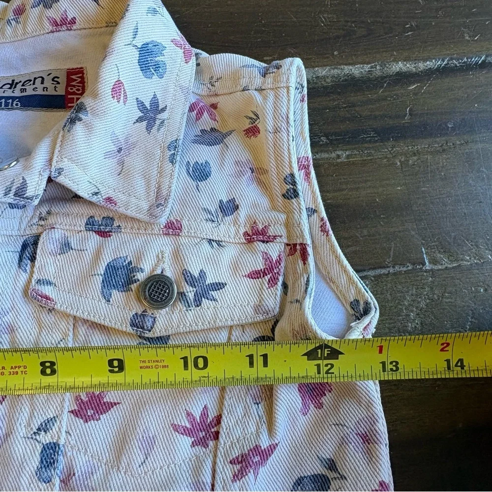 Vintage Floral Denim Vest H&M Y2K Jeans Cotton Girls 12 Large Sporty Tween Girly